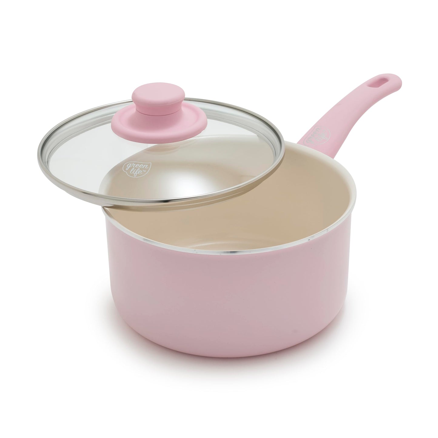 GreenLife 2.5QT Nonstick Saucepan with Glass Lid, Soft Grip, PFAS-Free Ceramic, Multipurpose Chef Pan, Milk & Sauce Cooking Pot, Dishwasher & Oven Safe to 350˚F, Stay-Cool Handle, Taupe