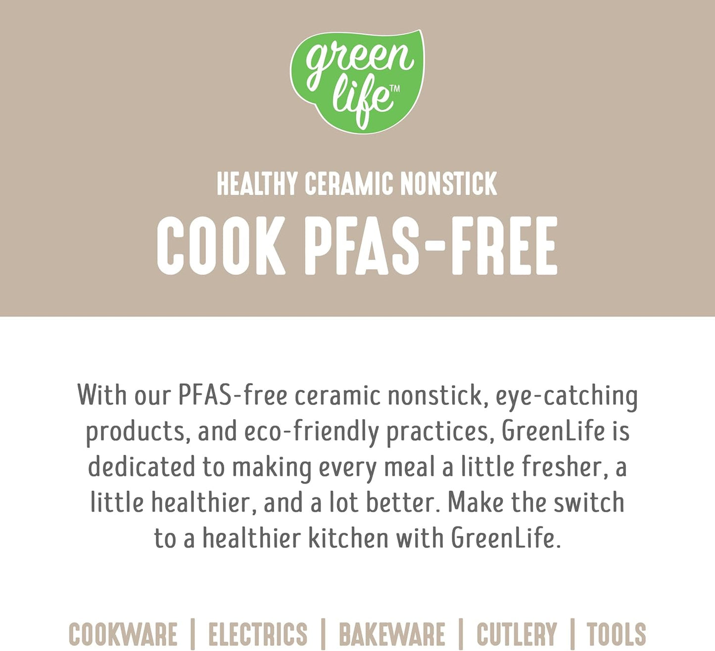 GreenLife 2.5QT Nonstick Saucepan with Glass Lid, Soft Grip, PFAS-Free Ceramic, Multipurpose Chef Pan, Milk & Sauce Cooking Pot, Dishwasher & Oven Safe to 350˚F, Stay-Cool Handle, Taupe