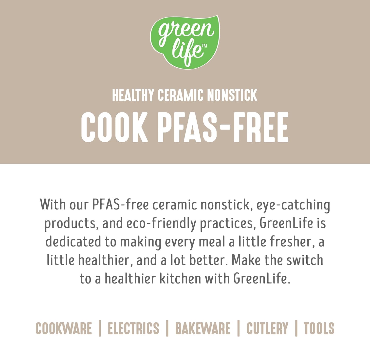 GreenLife 2.5QT Nonstick Saucepan with Glass Lid, Soft Grip, PFAS-Free Ceramic, Multipurpose Chef Pan, Milk & Sauce Cooking Pot, Dishwasher & Oven Safe to 350˚F, Stay-Cool Handle, Taupe