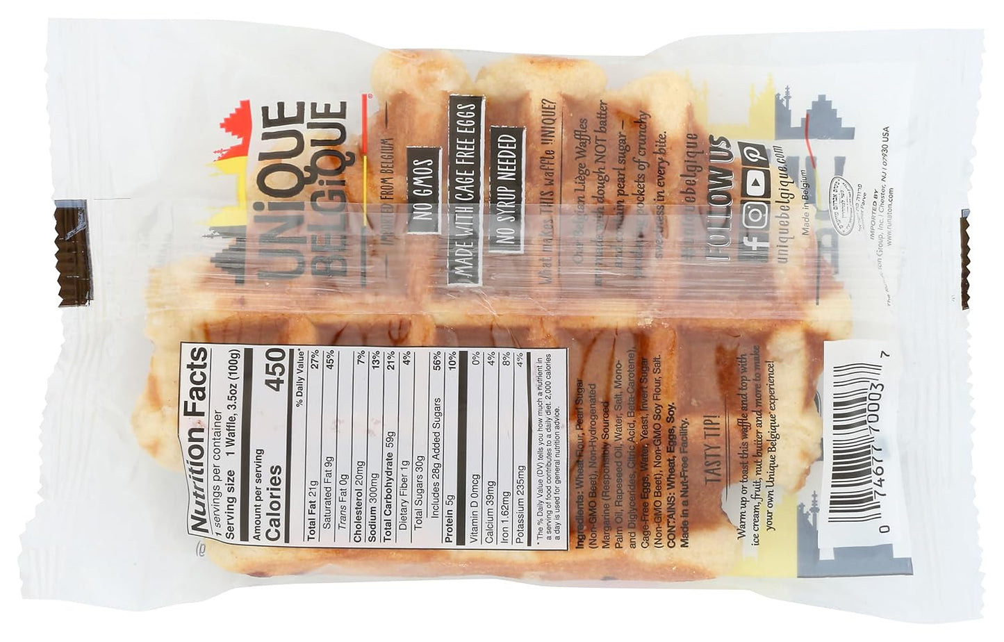 Authentic Imported Pearl Sugar Belgian Waffles (Traditional, [15x] 100g Waffles)