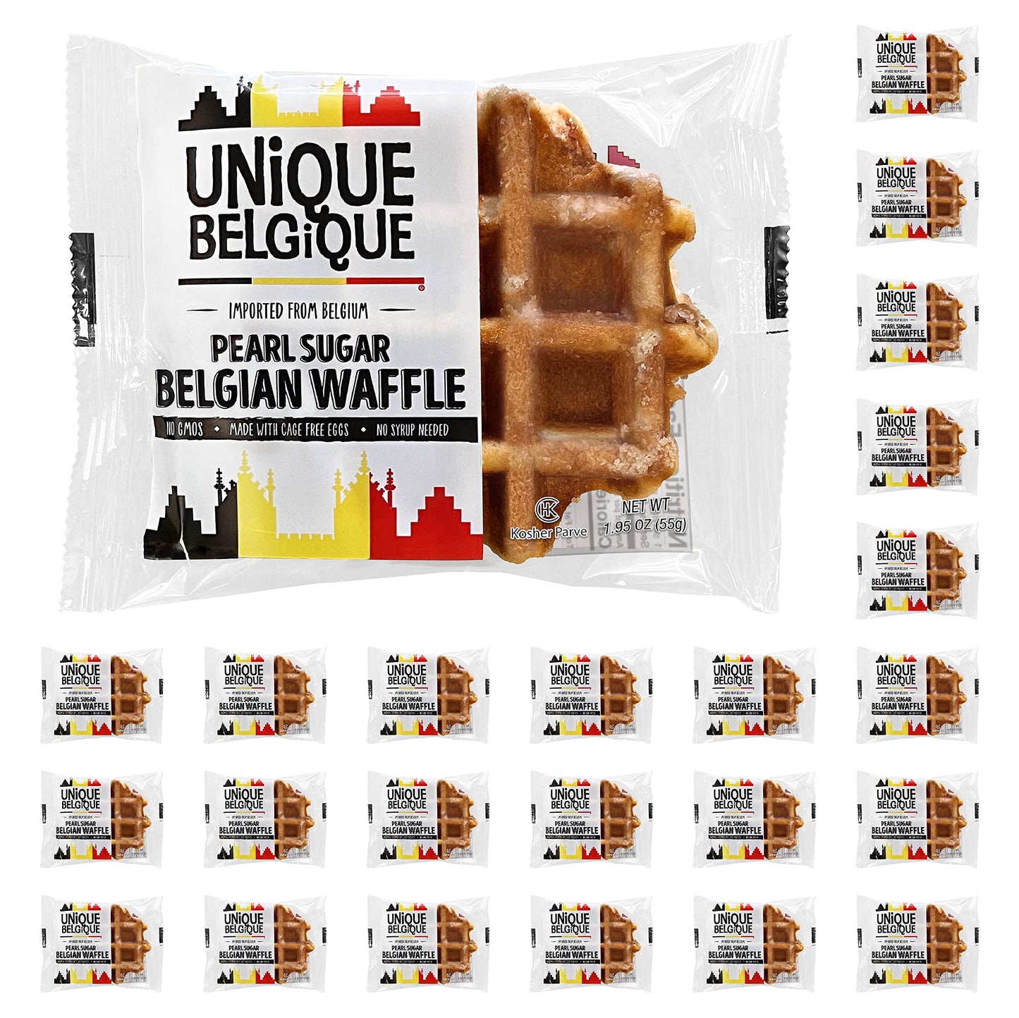 Authentic Imported Pearl Sugar Belgian Waffles (Traditional, [15x] 100g Waffles)