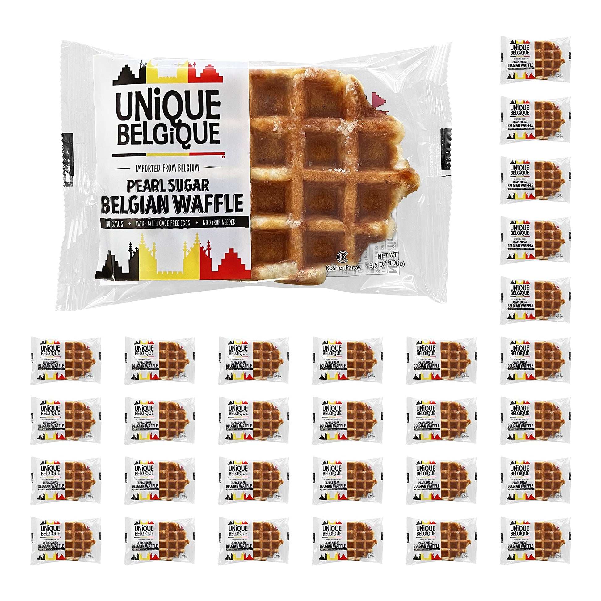 Authentic Imported Pearl Sugar Belgian Waffles (Traditional, [15x] 100g Waffles)