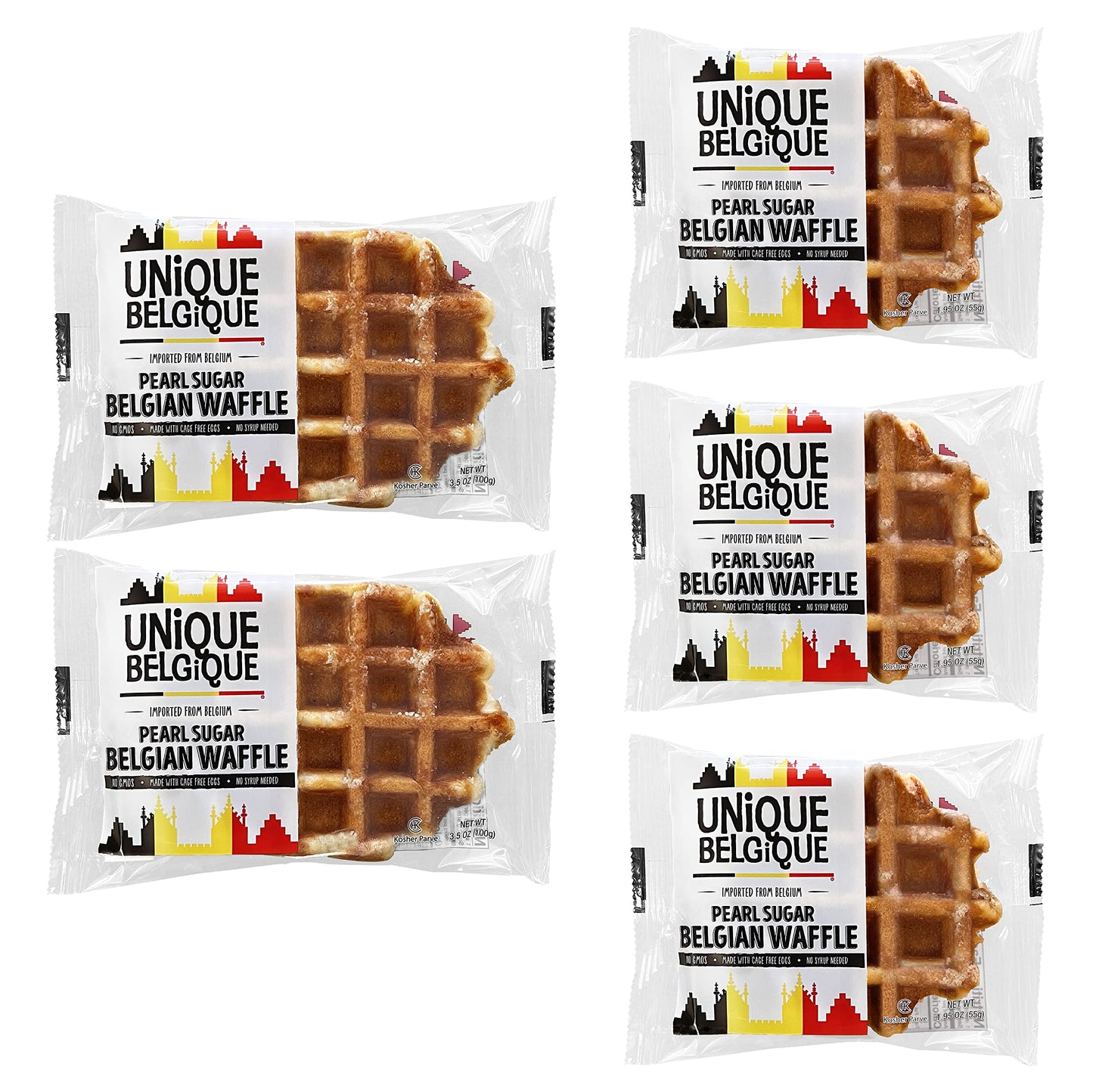 Authentic Imported Pearl Sugar Belgian Waffles (Traditional, [15x] 100g Waffles)